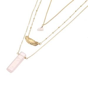 Just In🎉Multi layered Leaf &Natural Stone Pendant